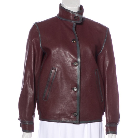 PRADA Leather Button-Up Jacket - Picture 1 of 4